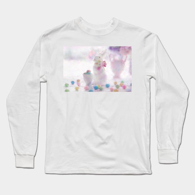 Pastel Easter Bunny Still Life Impressionist Painting Long Sleeve T-Shirt by BonBonBunny